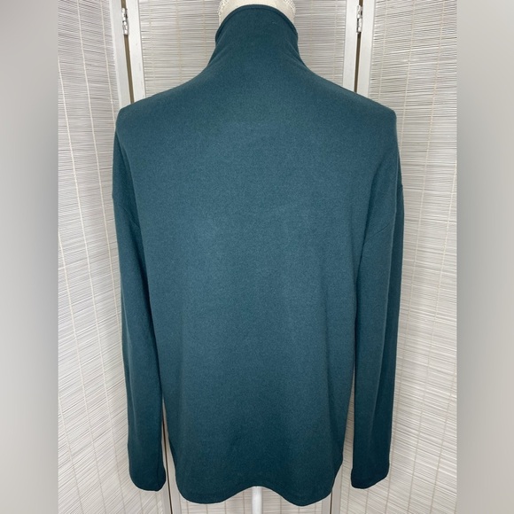 Vince Funnel Neck Teal Sweater Size S Thin Knit Cotton Blend - Picture 4 of 8